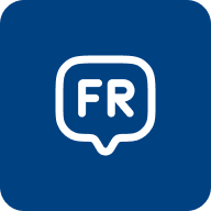 the letters F R in a chat bubble