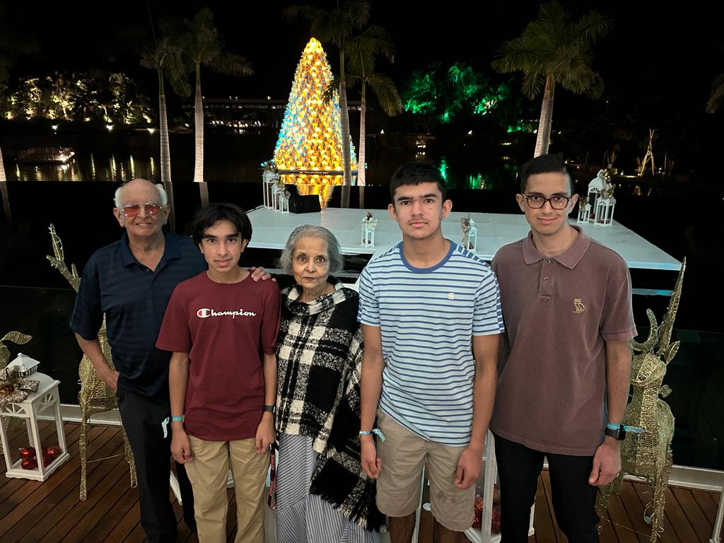 Dr. Pravinsagar Mehta with his wife Kalpana with their three sons